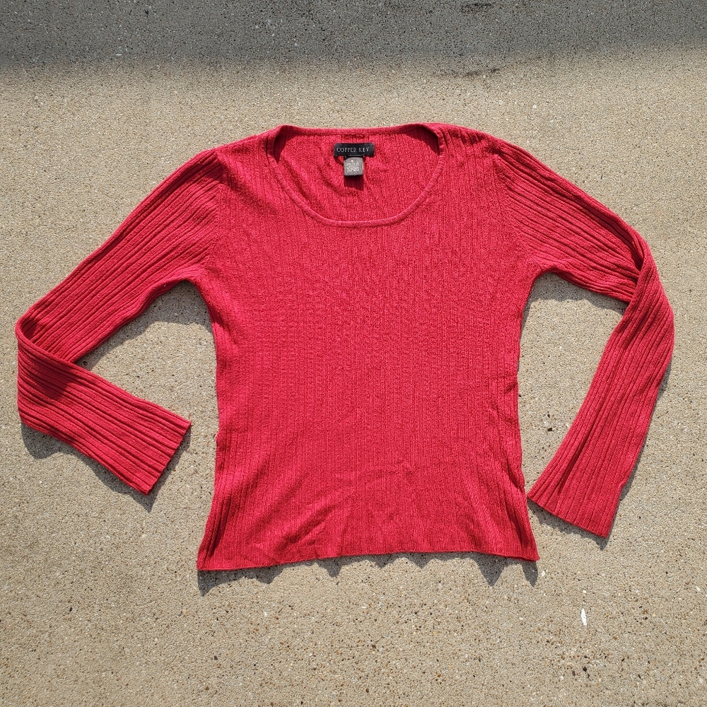 Copper Key Red Scoopneck Sweater sz XL